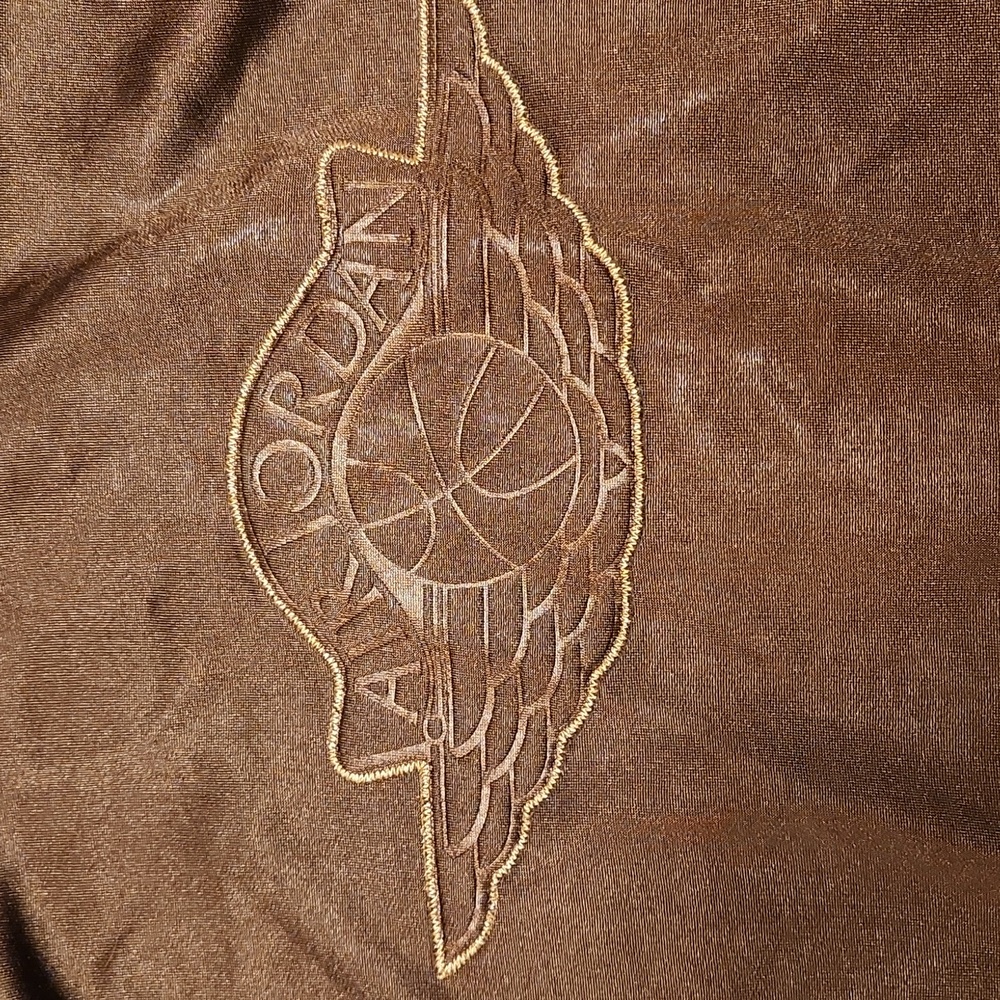 Air Jordan Embroidered Jumpman Logo Full Zip Sweater Vintage Y2K Brown And Gold - Picture 13 of 15